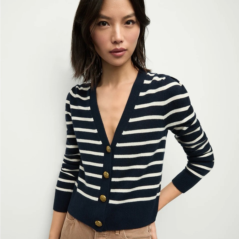 Veronica Beard Solene Striped Cashmere Cardigan